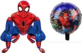 Spiderman 3D XL + 18 inch ronde Ballon - Set van 2 - 66x55,5cm - Folie Ballon - Thema Verjaardag - Superheld - Versiering - Ballonnen - Helium ballon - Leeg - Ballon