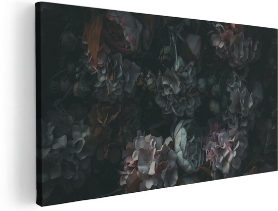 Artaza Peinture sur toile Fleurs dans le noir – Ténèbres – 60 x 30 – Photo sur toile – Impression sur toile