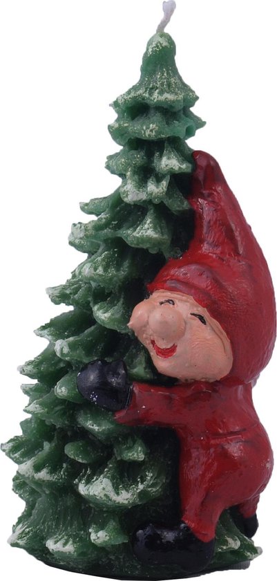 Kabouter - kerstboom - 7x13x7 cm - kerst - kabouter - kaars - kerstverlichting