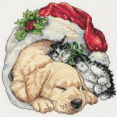 Dimensions Borduurpakket | Gold Collection | Christmas Morning Pets | Hond | Kruissteek | Cross Stitch | Volwassen | DIY kit | Borduren | Kerstcadeau