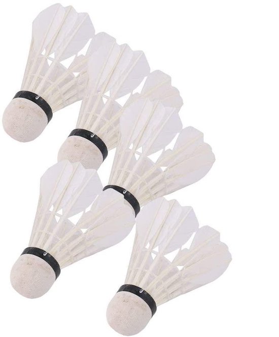 Shuttles Voor Badminton Veren Wit 5 Stuks