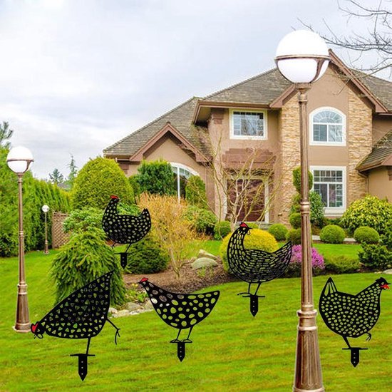 Big-eyed hangende kip domme kip ornamenten schattige kip chick tuin decoratie buiten tuinieren decoraties ornamenten voor unieke housewarming geschenken - geel, 14 * 8 * 8 cm