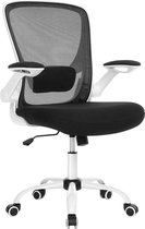 Segenn's Seattle Bureaustoel - Ergonomische bureaustoel - Bureaustoel met opklapbare armleuningen - Bureaustoel met netbekleding - 360 ° draaistoel - Verstelbare lendensteun - Ruimtebesparend - zwart-wit