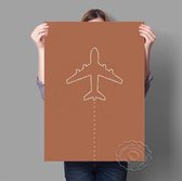 Airplane Line Art Vliegtuig Minimalistische Poster 42x60cm Multi-color