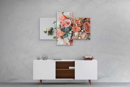 Artaza - Triptyque de peinture sur toile - Fleurs dans un vase - Bouquet - 90x60 - Photo sur toile - Impression sur toile