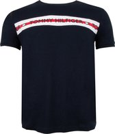 Tommy Hilfiger Logo Stripe T-shirt - Mannen - Donker blauw - Wit - Rood