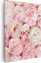 Artaza Canvas Schilderij Witte Roze Rozen Boeket - Bloemen - 80x100 - Groot - Foto Op Canvas - Canvas Print