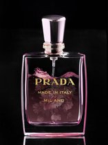 Glasschilderij metal - Parfumfles Prada - 60x90 cm - Wanddecoratie