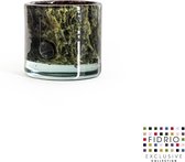 Design Vaas Cilinder - Fidrio MOUNTAIN GREEN - glas, mondgeblazen bloemenvaas - diameter 8,5 cm hoogte 8,5 cm