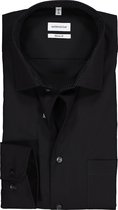 Seidensticker regular fit overhemd - zwart (contrast) - Strijkvrij - Boordmaat: 39