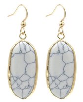 Oorbellen met hanger witte turkoois-5x1,5cm-Musthaves