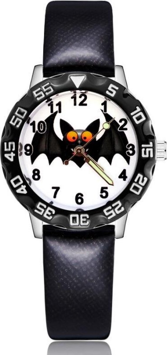 Halloween horloge met glow in the dark wijzers Vleermuis deluxe