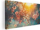 Artaza - Peinture sur toile - Arbre en fleurs au coucher du soleil - Bloem - 100 x 50 - Groot - Photo sur toile - Impression sur toile