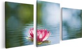Artaza - Triptyque de peinture sur toile - Fleur de lotus rose sur l' Water - 120x60 - Photo sur toile - Impression sur toile