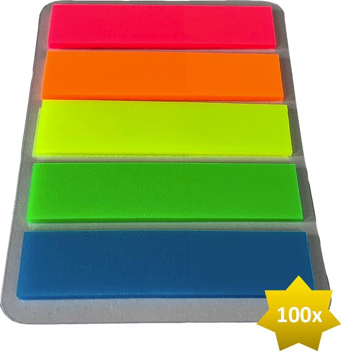 FSW-Products - Plakkers voor Notities - Notitie stickers - Sticky Notes - 5 Verschillende kleuren - 100 Plakkertjes - Afplakstickers - sticky notes