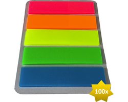 FSW-Products - Sticky Notes - Index Tabs - Plakkers voor Notities - Notitie Stickers - 5 Verschillende kleuren - 100 Plakkertjes - Afplakstickers