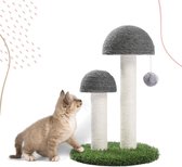 Paddenstoel Krabpaal voor Katten/Kittens - Inclusief Kattenspeeltje/Kattenspeelgoed- Krabpalen - Meubelbeschermers - Grijs 48 cm