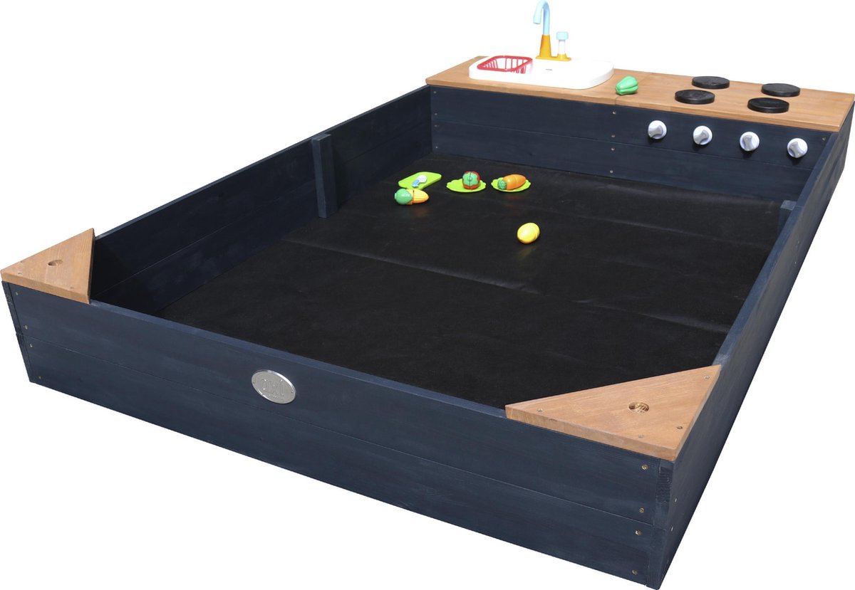 AXI Kelly Zandbak met Speelkeuken Antraciet/bruin - Wastafel incl. 17-delige accessoire-set - Inclusief afdekzeil en gronddoek — afbeelding 2