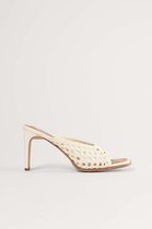 NA-KD Rattan Vrouwen Muiltjes - Offwhite - Maat 37