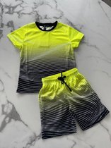 Jongens set, Sport set, Sportief jongens setje in de kleur geel/zwart, verkrijgbaar in de maten 104/4 t/m 164/14