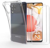 MP Case Shock Proof Samsung Galaxy A42 TPU Transparent Anti-Shock + 2x Screenprotector Tempered Glass