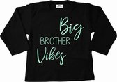 Shirt ik word grote broer-Bekendmaking zwangerschap-big brother vibes-zwart-mint groen-Maat 74