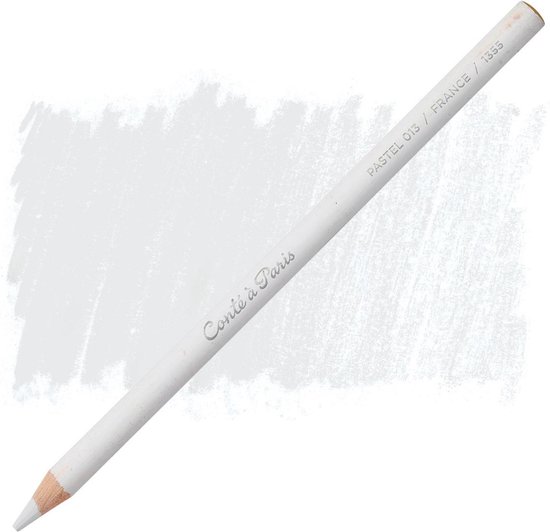 Witte pastel potlood van Conté à Paris met "PASTEL 013 / FRANCE / 1355" op de schacht.