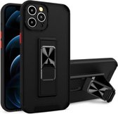 Dual-color Skin Feel TPU + PC Magnetische schokbestendige hoes met onzichtbare houder voor iPhone 11 Pro Max (zwart)