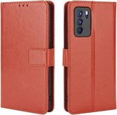 Voor OPPO Reno6 Pro 5G Crazy Horse Textuur Horizontale Flip Lederen Case met Houder & Kaartsleuven & Lanyard (Bruin)