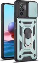 Voor Xiaomi Redmi Note 10 Sliding Camera Cover Design TPU + pc-beschermhoes (donkergroen)