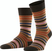 FALKE Tinted Stripe Heren Sokken - Bruin - Maat 43-46