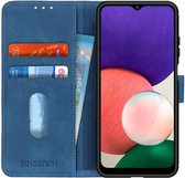 KHAZNEH Samsung Galaxy A22 5G Hoesje Retro Wallet Book Case Blauw