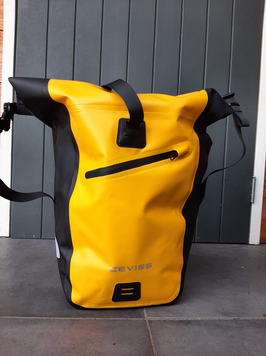 Ceviss - Waterproof enkele fietstas - 30 liter - geel / zwart