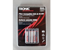 Oplaadbare batterijen AAA 4stuks - 1000 mAh - Tronic