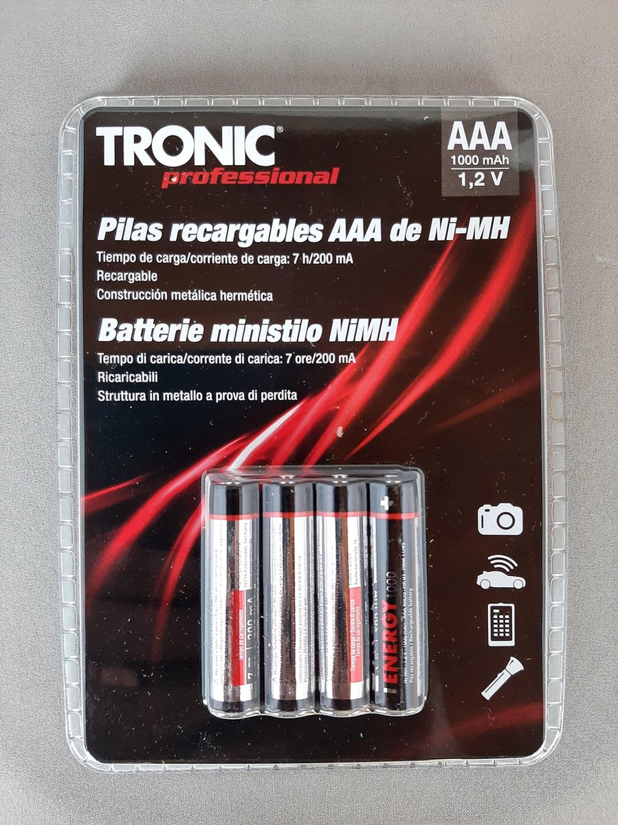 Oplaadbare batterijen AAA 4stuks - 1000 mAh - Tronic