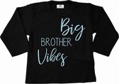 Shirt ik word grote broer-Bekendmaking zwangerschap-big brother vibes-zwart-lichtblauw-Maat 134/146