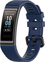 Horlogebandje Geschikt voor Huawei Band 3 & 3 Pro & 4 Pro  - Navi Blauw - Siliconen - Horlogebandje - Polsbandje - Bandjes.nu - Polsband