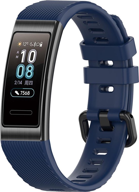 Horlogebandje Geschikt voor Huawei Band 3 \u0026 3 Pro \u0026 4 Pro - Navi Blauw -  Siliconen - | bol.com