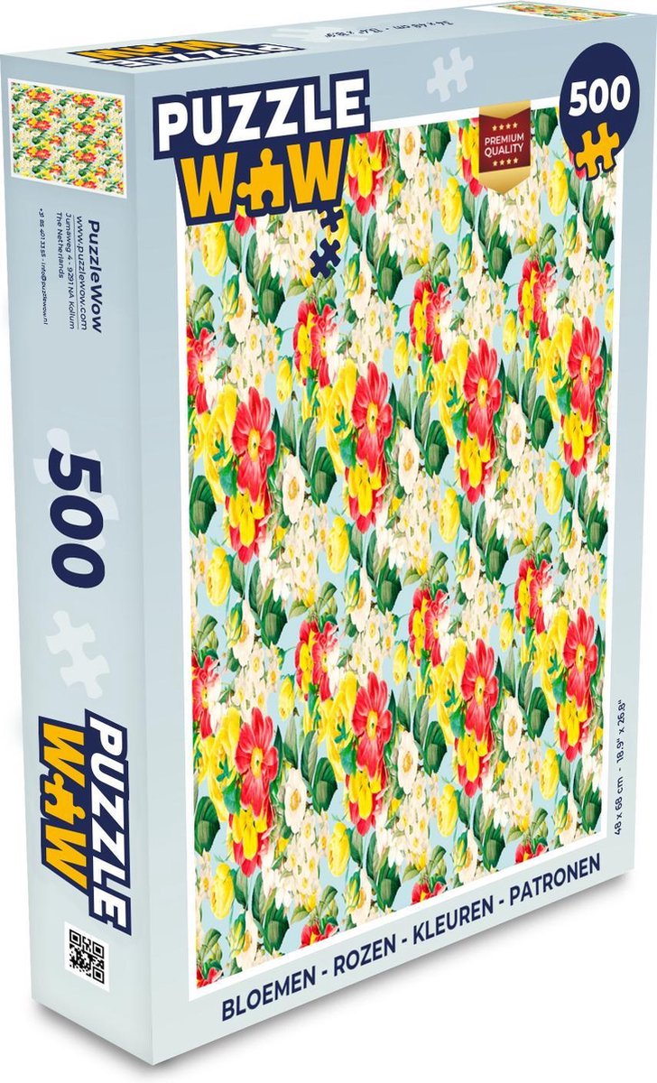 Afbeelding van product PuzzleWow  Puzzel Bloemen - Rozen - Kleuren - Patronen - Legpuzzel - Puzzel 500 stukjes