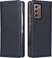 Voor Samsung Galaxy Z Fold2 5G Kleine Lychee Textuur Horizontale Flip Lederen Case met Houder & Kaartsleuf (Donkerblauw)