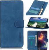 Voor OnePlus Nord 2 5G KHAZNEH Retro Textuur PU + TPU Horizontale Flip Lederen Case met Houder & Kaartsleuven & Portemonnee (Blauw)