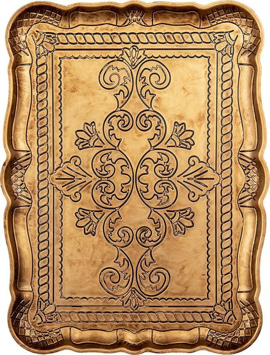 Clayre & Eef Decoratie Dienblad 31x23x2 cm Goudkleurig Melamine Rechthoek Serveerschaal