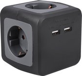 Bureaustopcontact zwart met 3 stopcontacten en 2 USB poorten