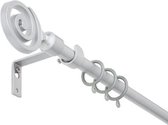 HOME Uitschuifbare Swirl metalen gordijnroede set - zilver