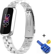 Luxe Metalen Armband Geschikt Voor Fitbit Luxe Activity Tracker Smartwatch - Horloge Bandje - Schakel Polsband Strap RVS - Verstelbare Watchband Met Horlogeband Inkortset - Stainle