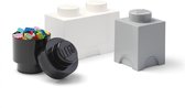 LEGO Storage Opbergbox - Set van 3 stuks - Wit, Grijs, Zwart - Classic - Kunststof