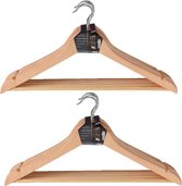 Set van 12x houten kledinghangers met broekstang - Kledingkast - Kleding opbergen - Kleerhangers
