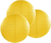 6x stuks luxe bol vorm lampion geel 35 cm - Party of verjaardag feest versieringen