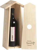 Gegraveerde houten wijnkist 1 fles met de tekst Home Sweet Home
