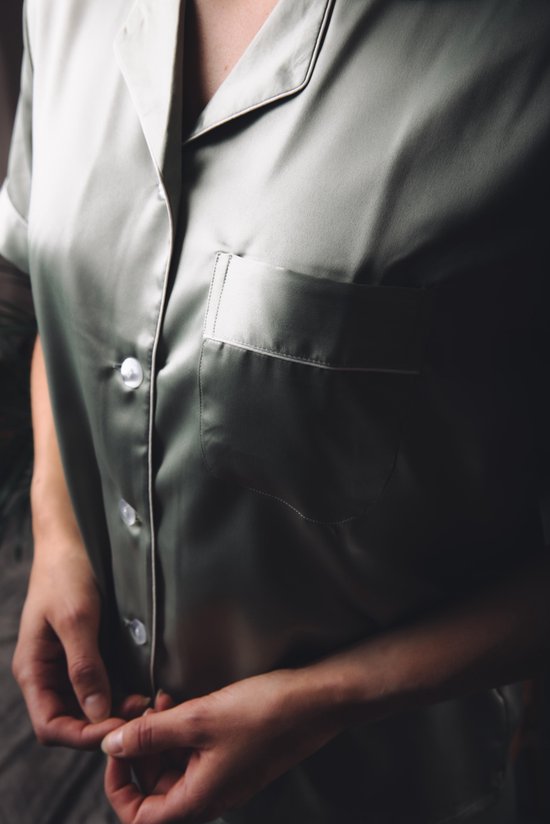 Pyjama satin femme, vert, taille plus taille XL/ XXL, satin de qualité AA, Cadeau Uniek femme,